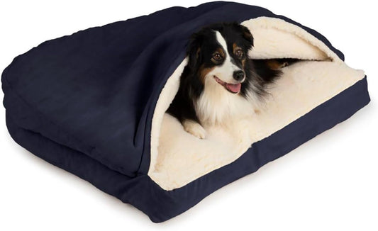 Snoozer Pet Products Rectangle Cozy Cave Dog Bed, Small, Navy - Pet Explorer