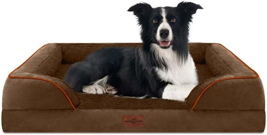 Comfort Expression Large Dog Beds Orthopedic Foam, Waterproof Dog Beds for Dogs, Comfy Pet Bed Sofa with Washable Removable Cover & Non-Slip Bottom(Large,Chocolate Brown) - Pet Explorer