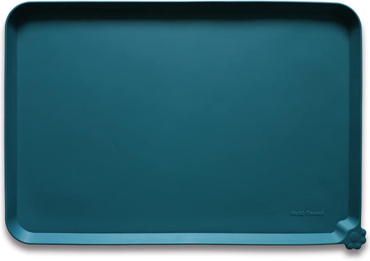 Hoki Found Large Silicone Pet Food Mats Tray - Non Slip Pet Dog Cat Bowl Mats Placemat - Dog Pet Cat Feeding Mat - Waterproof Dog Cat Food Mats -Pet Water Mats for Carpet - Sicilian Ocean - Pet Explorer