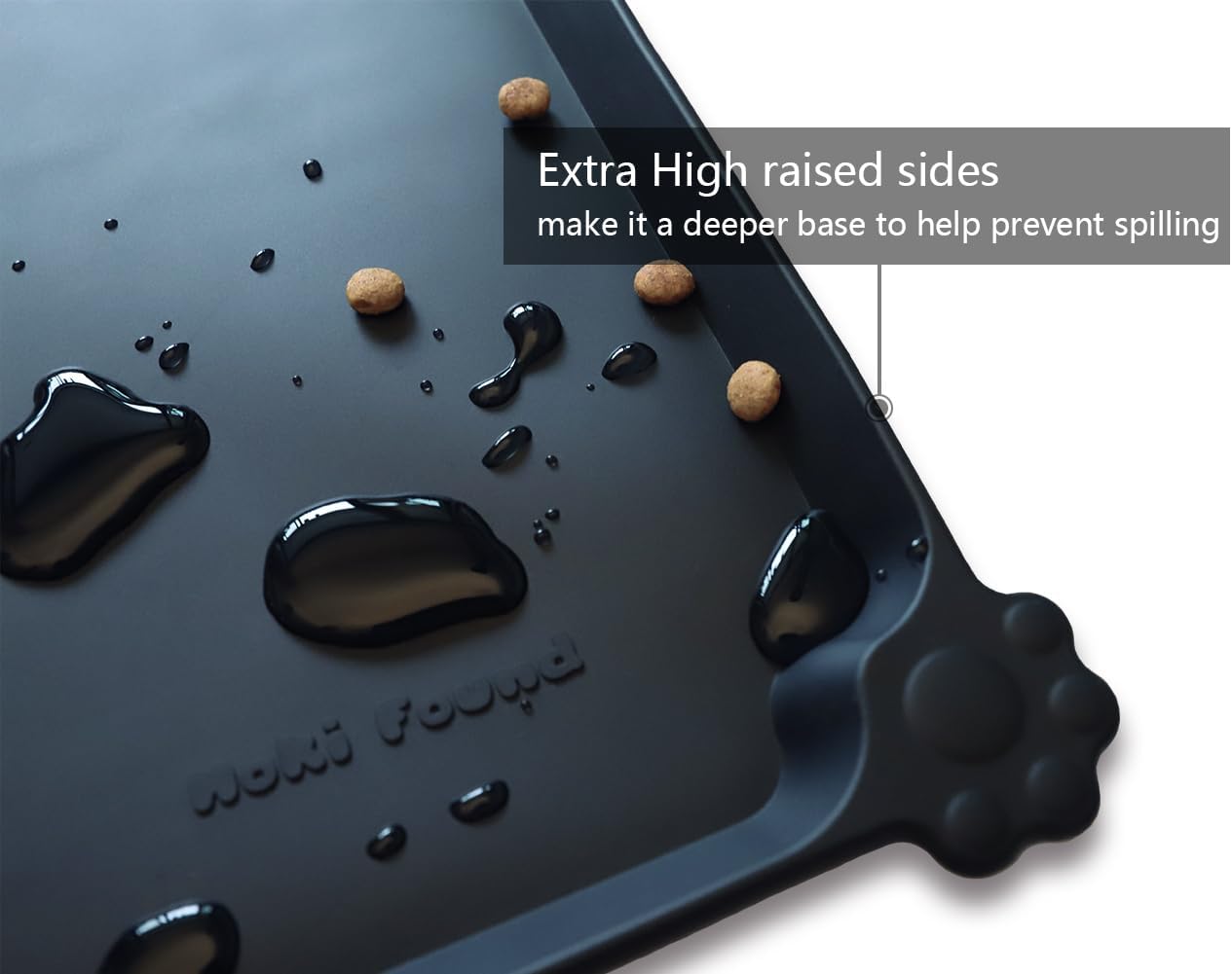 Hoki Found X-Large Silicone Pet Food Mats - Non Slip Dog Cat Bowl Mats - Waterproof - Black - Pet Explorer