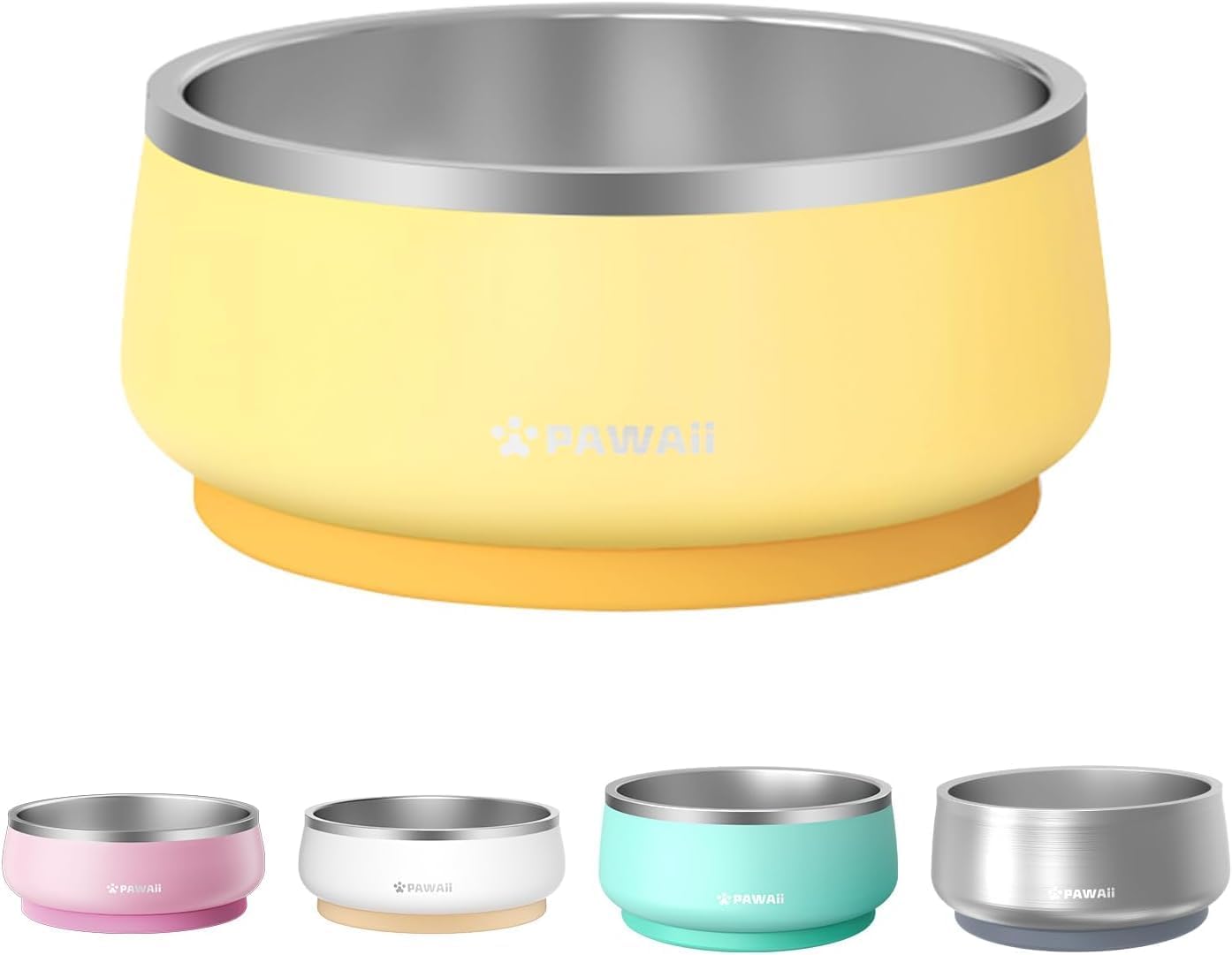 Pawaii Insulated Stainless Steel Dog Bowl with Non-Slip Base & Double Wall Design, ID Tag Included - 68oz Durable Dishwasher Safe Bowl for All Dogs - Pet Explorer