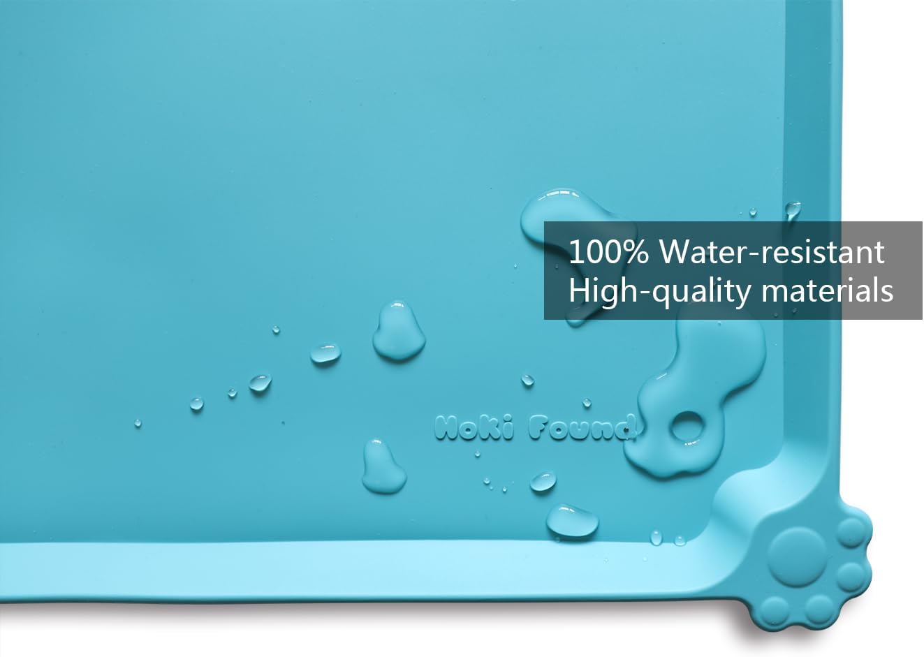 Hoki Found Large Silicone Pet Food Mats - Non Slip Bowl Placemats - Waterproof Dog Cat Food Mats For Floors - Glacier - Pet Explorer