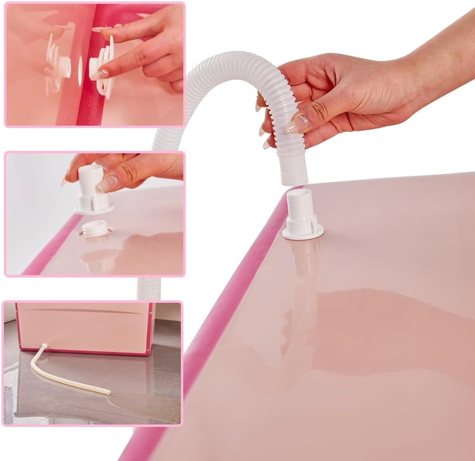 Portable Dog Bathtub for Large Dogs - 48.4Gal Foldable Pet Wash Station with Drain Plug, Insulated & Non-Slip Design for Indoor/Outdoor Bathing, Grooming, Camping（Pink） - Pet Explorer