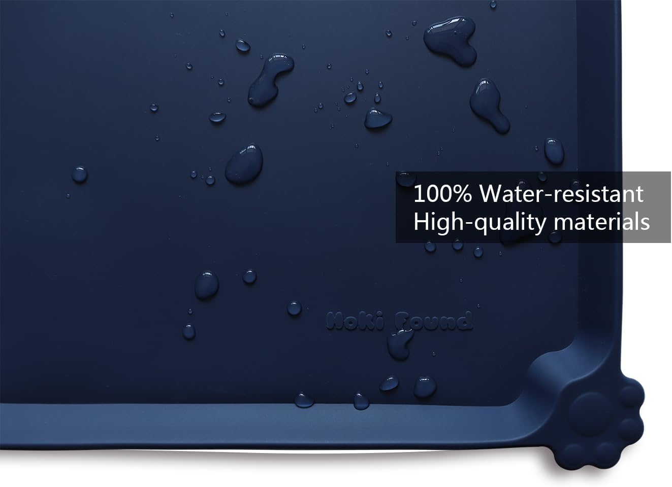Hoki Found L Silicone Non Slip Pet Dog Cat Bowl Mats - Placemat - Waterproof Dog Cat Food Mats for Carpet - French Navy - Pet Explorer