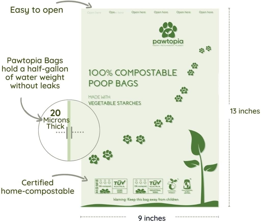 Biodegradable Dog Poop Bags, 60 Count, Certified Home Compostable, Leak-Proof, Easy Open, Standard Size, Supports Sustainable Living - Pet Explorer