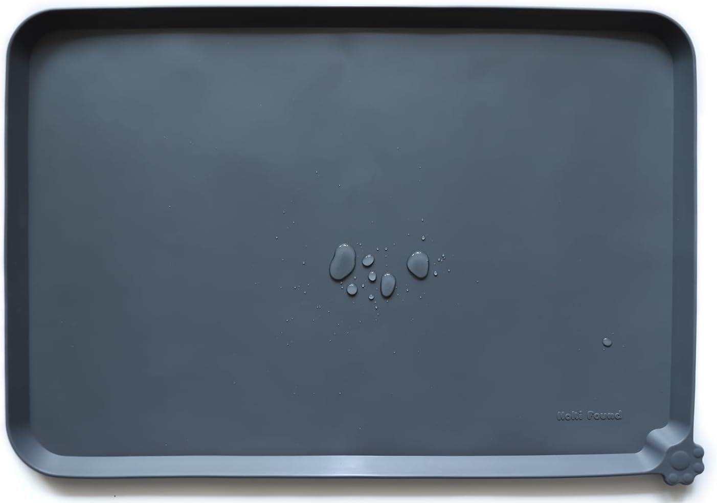 Hoki Found Large Silicone Pet Feeding Tray - Waterproof Dog Pet Cat Feeding Mat - Non Slip Pet Dog Cat Food Bowl Mats Placemat -Pet Water Mats for Carpet -Gray - Pet Explorer