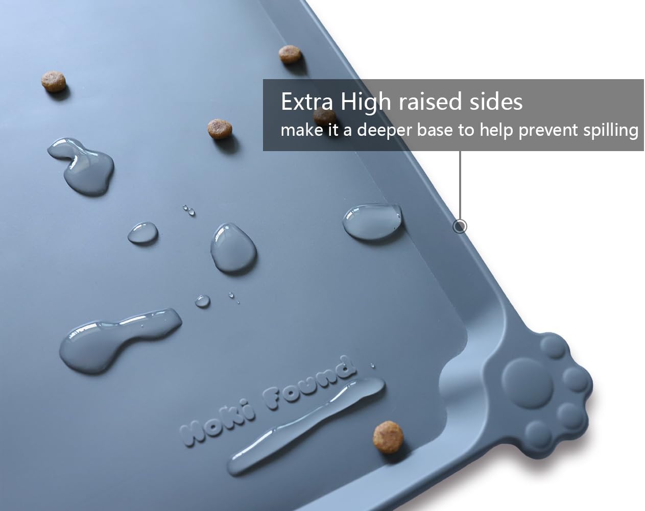 Hoki Found -Waterproof Pet Feeding Mats with High Lips - Multiple Size and Colors for Dogs, Cats & Others-G - Pet Explorer