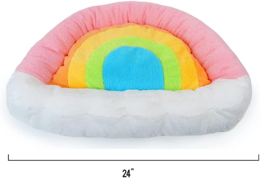 TONBO Soft Plush Small Cute and Cozy Nature Dog Cat Bed, Washer and Dryer Friendly (Rainbow) - Pet Explorer