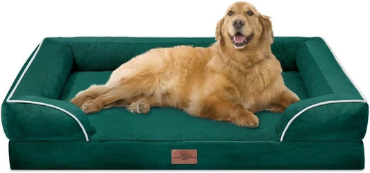 Comfort Expression XL Orthopedic Dog Beds, Waterproof Extra Large Dog Beds with Bolster, Washable Pet Sofa Couch with Removable Cover & Non-Slip Bottom(X-Large,Emerald) - Pet Explorer