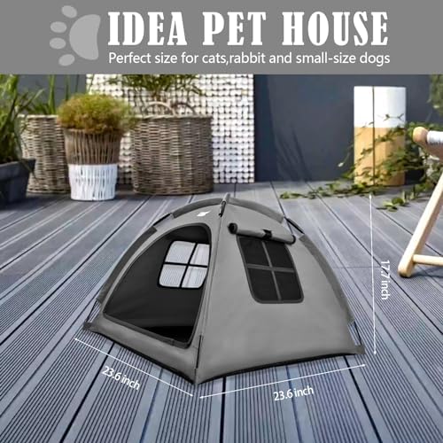 Cat and Dog Outdoor Waterproof Tent House - Indoor/Outdoor Cave Nest Bed for Small Dogs, Cats, Bunnies - Washable (Gray, Small) - Pet Explorer