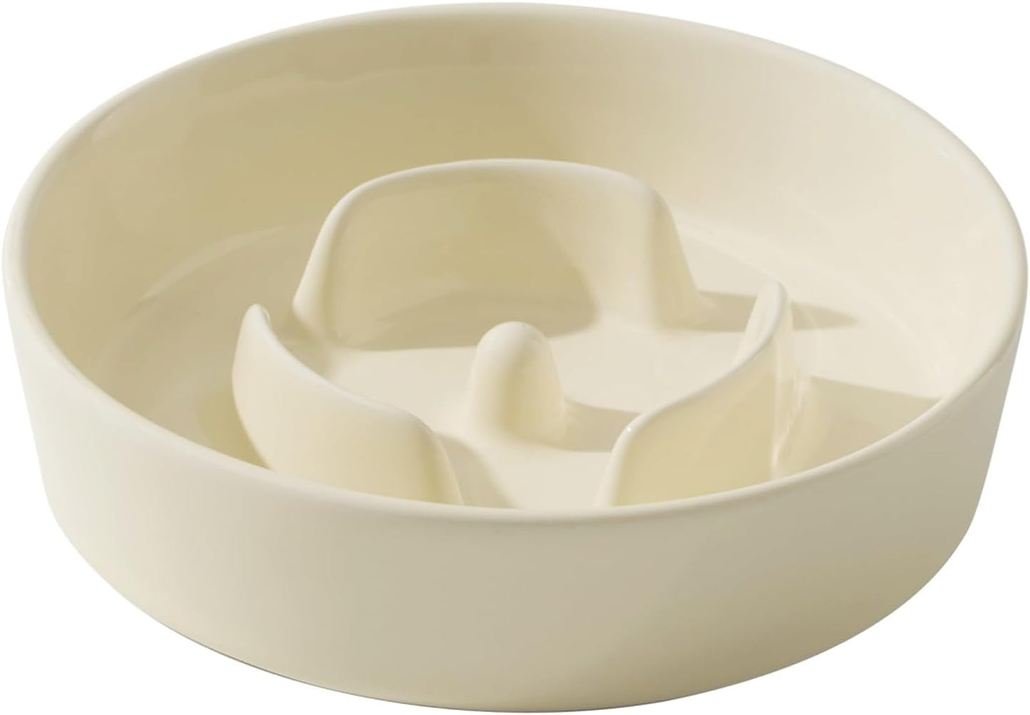 6.1inch Dog Bowl Slow Feeder Ceramic for Small Dog, Pet Slow Feeder, Stop Bloat, Preventing Choking(Single Bowl-Beige) - Pet Explorer