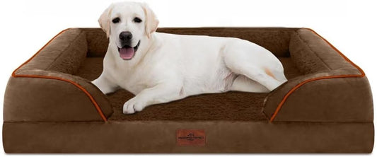 Comfort Expression Orthopedic Jumbo Dog Bed for Extra Large Dogs, Large Breed Waterproof Dog Bed, PV Washable Dogs Sofa Beds with Removable Cover & Non-Slip Bottom(Jumbo,Chocolate Brown) - Pet Explorer