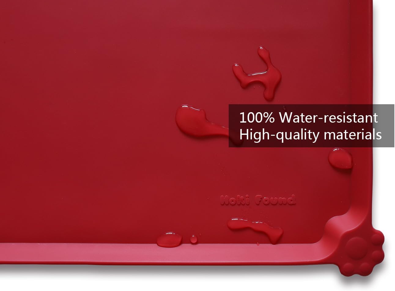 Hoki Found X-Large Silicone Non Slip Pet Feeding Mats - Waterproof Dog Cat Food Mats for Carpet - Classic Red - Pet Explorer