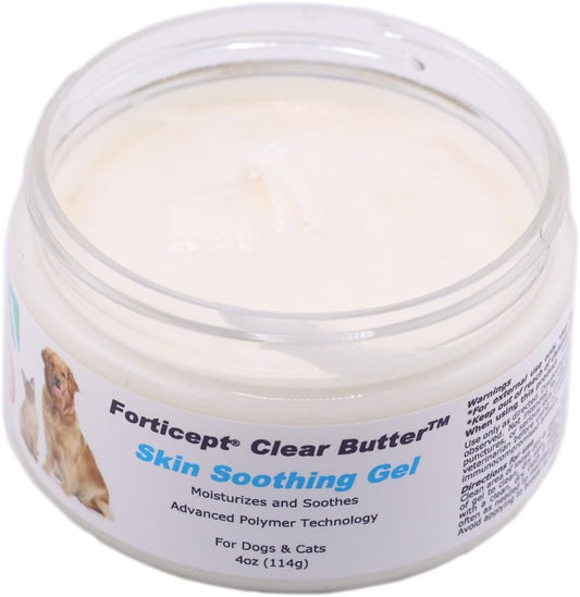 Forticept Clear Butter Dog Hot Spot Treatment Hydro Gel, Heals Dog Wound, Helps with Skin Yeast Infections, Ringworm, Insects Bites, Cuts, Rashes, Skin Allergy, 4 Ounces - Pet Explorer