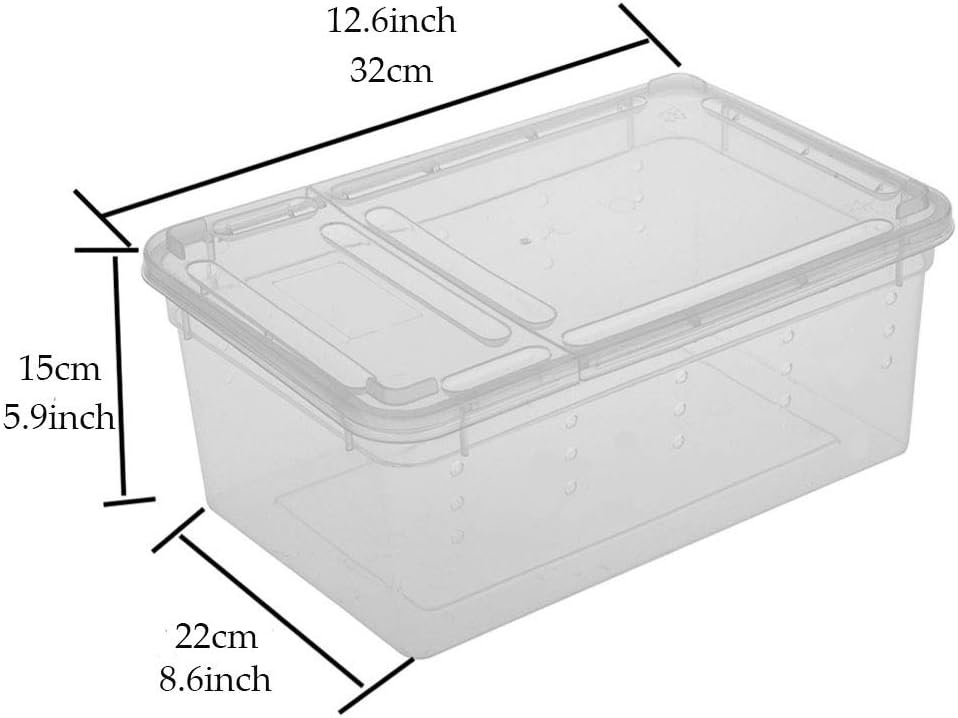 2 PCS Reptile Feeding Box Lizard Tarantula Habitat Cage Hatching Container Snake Breeding Box Transparent Portable Plastic Mini Pet Houses for Scorpion Spider Frog - Pet Explorer