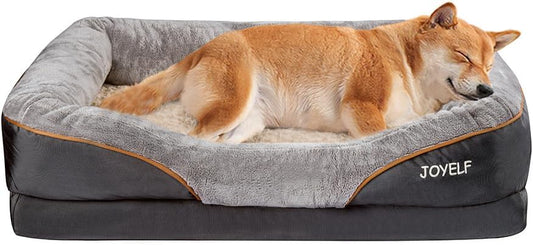 JOYELF Large Memory Foam Dog Bed, Orthopedic Dog Bed & Sofa with Removable Washable Cover and Squeaker Toy as Gift - Pet Explorer