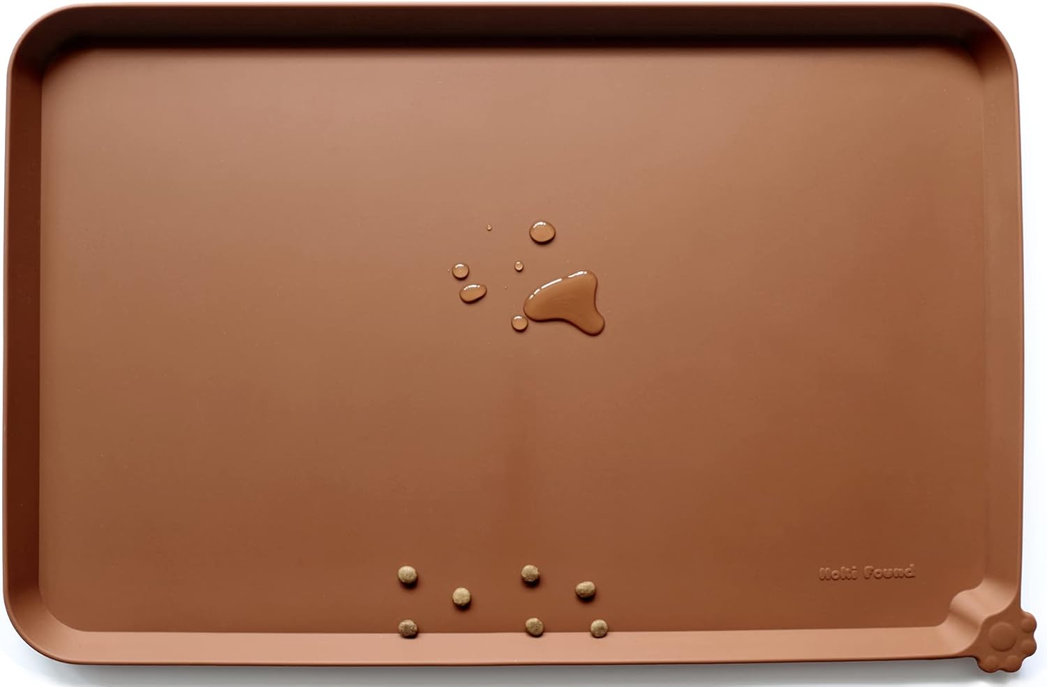 Hoki Found L Silicone Non Slip Pet Dog Cat Bowl Mats - Placemat - Feeding Mat - Waterproof - For Carpet - Caramel - Pet Explorer