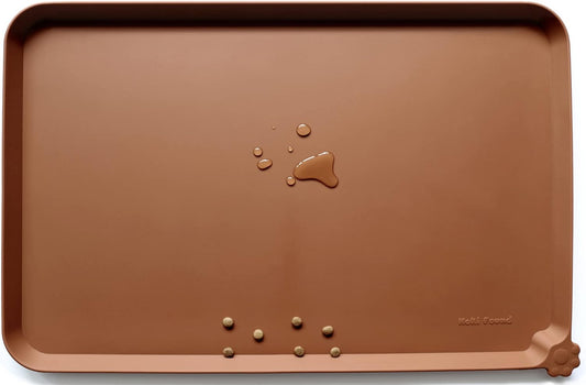 Hoki Found Large Silicone Non Slip Pet Feeding Mats - Waterproof Dog Cat Bowl Mats - Caramel - Pet Explorer