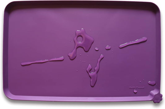 Hoki Found Waterproof Pet Feeding Mats with High Lips, Multiple Size and Colors for Dogs, Cats & Others -Eggplant - Pet Explorer