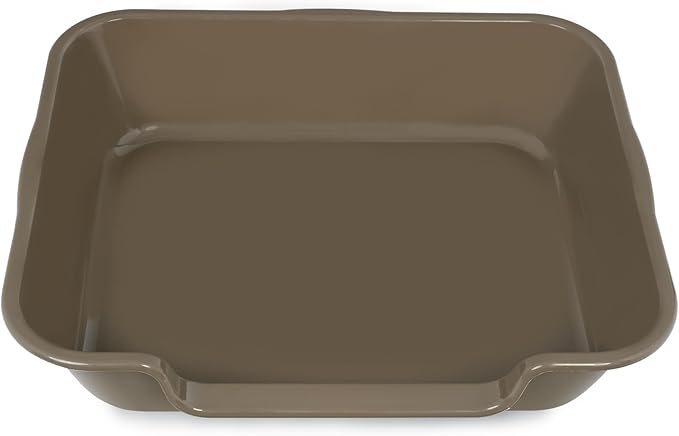 1 Pack of Extra Large Cat Litter Box (ABS Material), Low Entry Senior Litter Pen for Geriatric Kitty Big Cats, Jumbo Pet Safe Litter Boxes for Indoor Pets Potty (Light Brown, 24" L x 20" W)