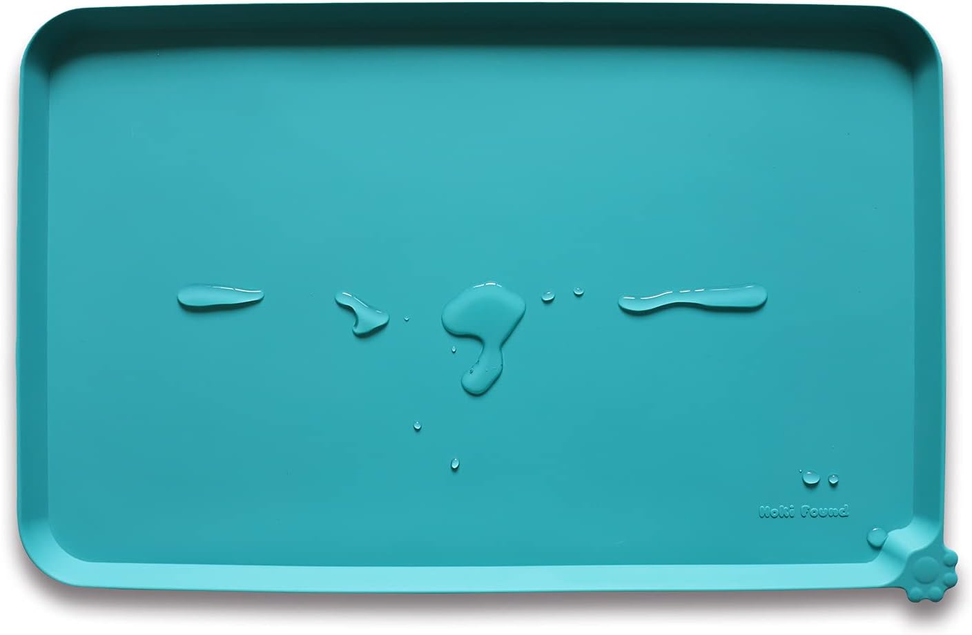 Hoki Found Silicone Non Slip Pet Feeding Mats - Dog Cat Bowl Placemats - Waterproof Food Mats for Floors - Teal - Pet Explorer