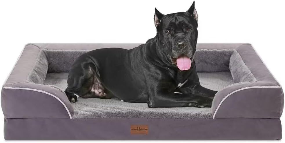 Comfort Expression XXL Waterproof Orthopedic Dog Bed for Extra Large Dogs, Orthopedic Foam Dog Beds, Washable Dogs Sofa Bed with Removable Cover & Non-Slip Bottom(XX-Large,Purple) - Pet Explorer