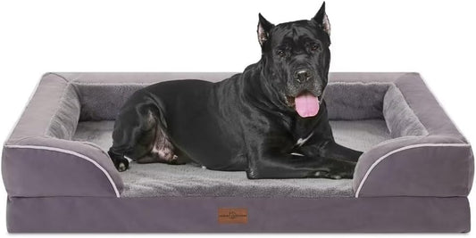 Comfort Expression XXL Waterproof Orthopedic Dog Bed for Extra Large Dogs, Orthopedic Foam Dog Beds, Washable Dogs Sofa Bed with Removable Cover & Non-Slip Bottom(XX-Large,Purple) - Pet Explorer