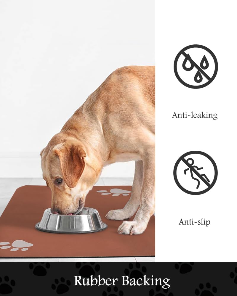 Pet Feeding Mat-Absorbent Dog Mat for Food and Water Bowl-No Stains Quick Dry Water Dispenser Mat-Dog Accessories Pet Supplies-Bowl for Messy Drinkers（Orange,16"x24" - Pet Explorer
