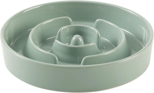 9.5inch Ceramic Slow Feeder Dog Bowl for Large Dog, Puzzle Food Dish, Anti-Gulping, Pet Slow Feeder, Stop Bloat, Preventing Choking (Single Bowl-Light Green) - Pet Explorer