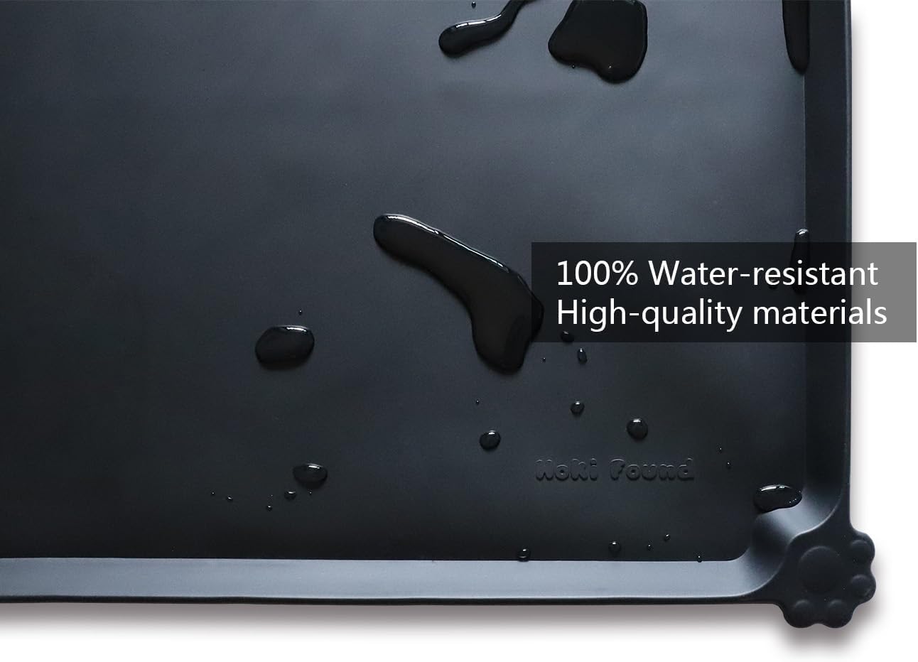 Hoki Found Large Silicone Pet Food Mats Tray - Non Slip Dog Cat Bowl Mats Placemat - Pet Feeding Mat - Pet Water Mats for Floors- Waterproof Dog Cat Food Mats - Black - Pet Explorer