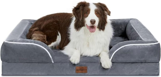 Comfort Expression Waterproof Large Dog Beds Orthopedic Foam Dog Beds Sofa Comfy Pet Bed with Washable Removable Cover & Non-Slip Bottom(Large,Dark Grey) - Pet Explorer