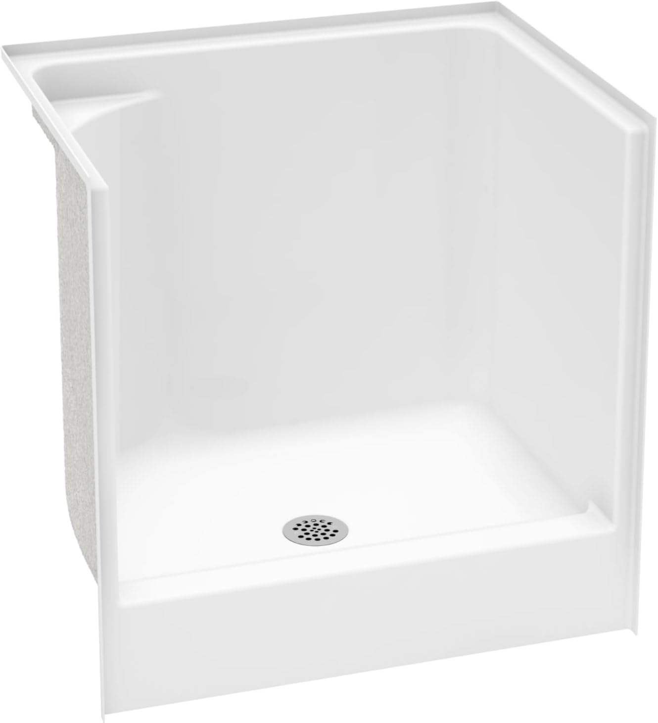 Laurel Mountain Odie 36" x 27" x 36" AcrylX Alcove Center Drain One-Piece Pet Shower in White with Hand-Held Sprayer in Chrome - Pet Explorer