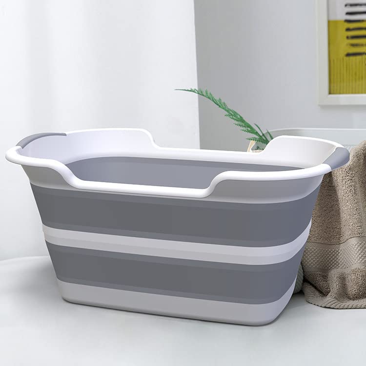 Collapsible Pet Bathtub with Water Drain Plug, Foldable Bathtub for Puppy Small Dogs Cats, Portable & Space Saving Design, BPA Free, Grey - Pet Explorer