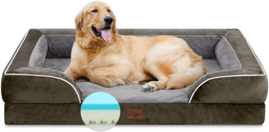 Comfort Expression Orthopedic Memory Foam Dog Beds, XL Dog Beds for Extra Large Dogs, Washable Dogs Beds with Removable Cover, Waterproof Pet Sofa Couch with Bolster(X-Large,Olive Green) - Pet Explorer