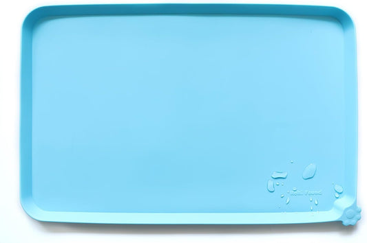 Hoki Found X-Large Silicone Pet Food Mats Tray - Non Slip Pet Dog Cat Bowl Mats Placemat - Dog Pet Cat Feeding Mat - Waterproof Dog Cat Food Mats -Pet Water Mats for Carpet - Arctic - Pet Explorer