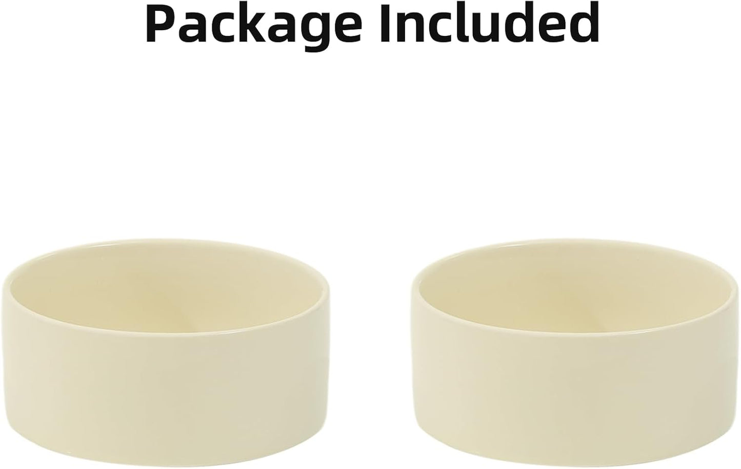 Ceramic 6.1inch Dog Bowls for Small and Medium Breed Dog Dish Pet Food and Water Bowl (Set of 2 Bowls - Beige, 28oz) - Pet Explorer