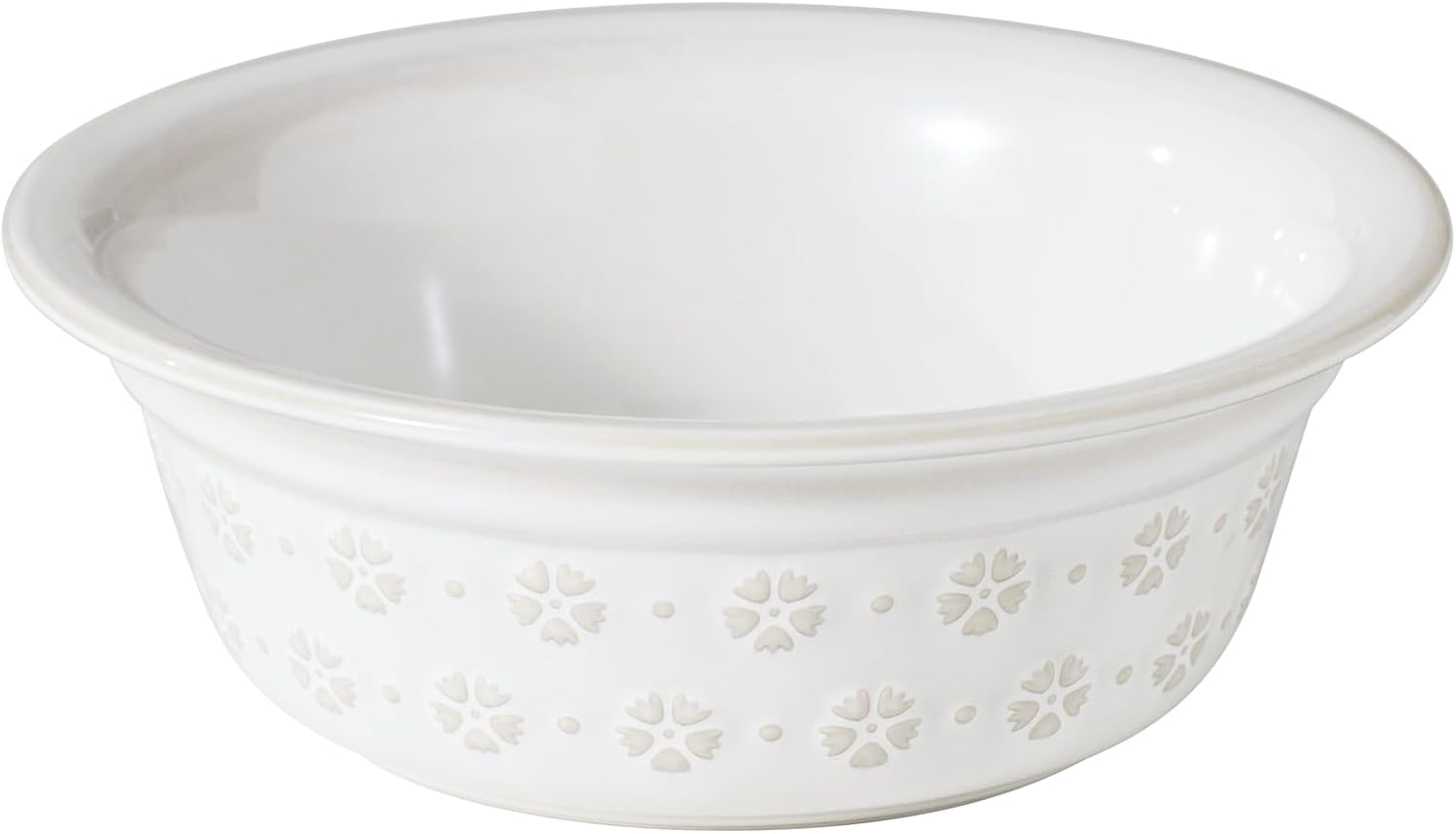 Ceramic 8.7inch Dog Bowl for Large Dog, Basic Food and Water Bowl for Replacement, Wide Opening Rounded Edge(Single Bowls, Reactived Glaze -White) - Pet Explorer
