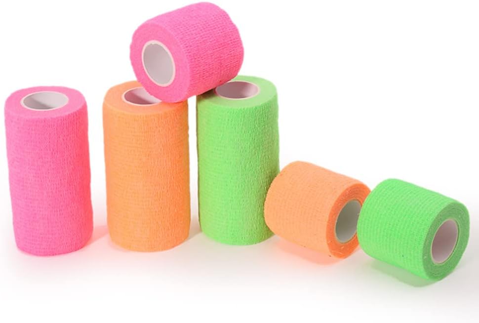 6 Pack 4" x 5 Yards Self Adhesive Bandage Wrap Breathable Cohesive Vet Wrap for Pets, Elastic Self-Adherent Tape for Sports, Wrist, Ankle (Mixed Colors) - Pet Explorer