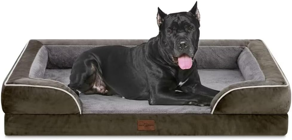 Comfort Expression XXL Orthopedic Dog Bed for Extra Large Dogs, Waterproof Orthopedic Foam Dogs Beds, Washable Dog Sofa Bed with Non-Slip Bottom & Removable Cover(XX-Large,Dark Green) - Pet Explorer