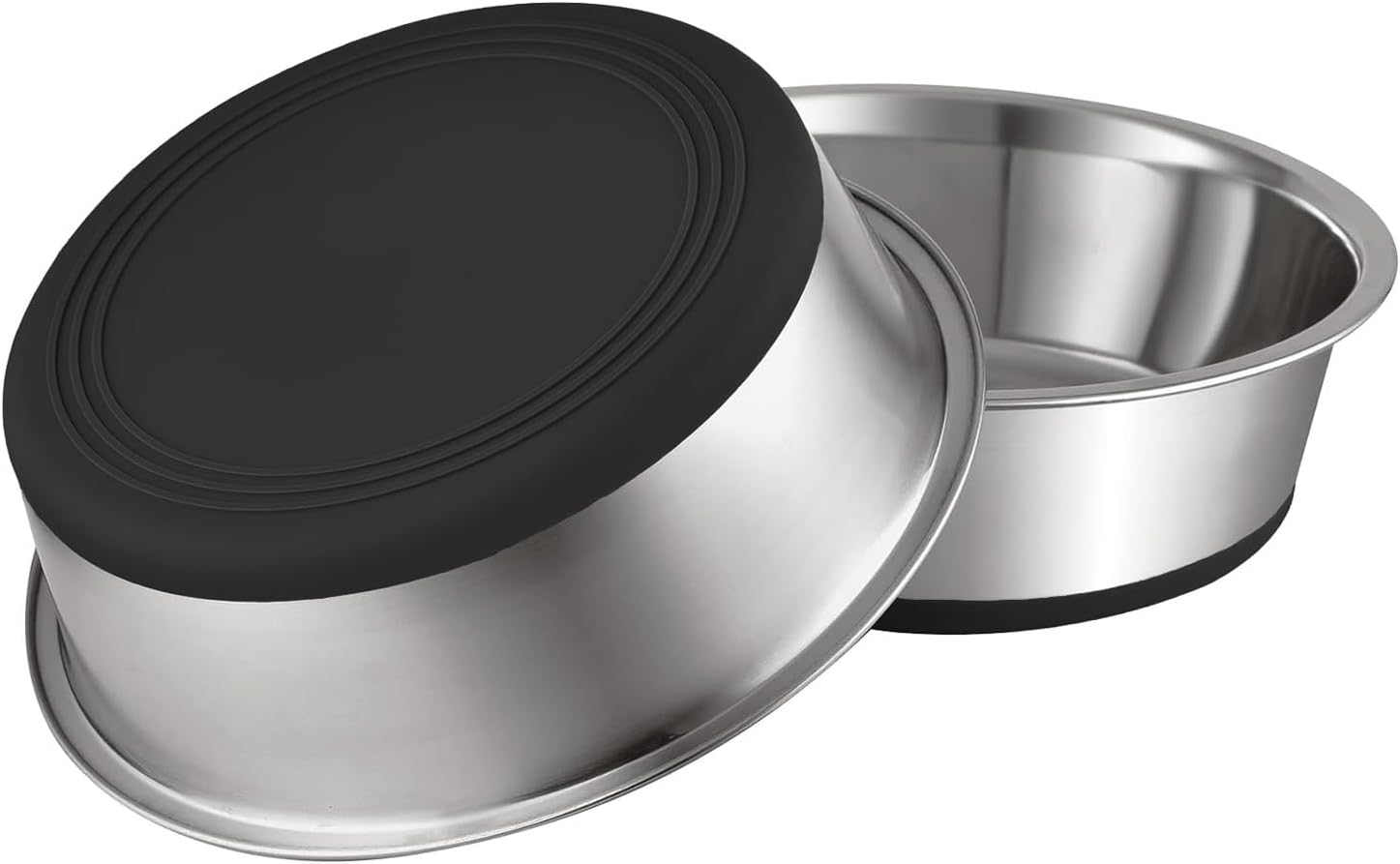YINGFAN Stainless Steel Dog Bowls Set of 2, Metal Dog Bowls with Non-Slip Rubber Base, Durable Food and Water Bowl for Medium, Large Dogs, Holds 7 Cups, BPA-Free, Dishwasher Safe (Black) - Pet Explorer