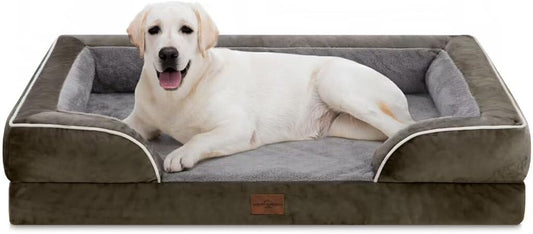 Comfort Expression Jumbo Breed Dog Bed, Large Dog Bed for Extra Large Dogs, Waterproof Orthopedic Dogs Beds, PV Washable Sofa Beds with Removable Cover & Non-Slip Bottom(Jumbo,Dark Green) - Pet Explorer