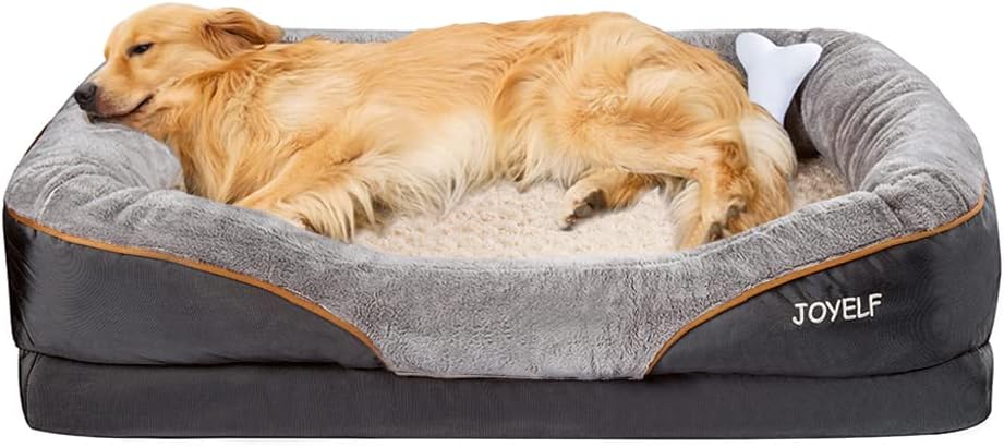JOYELF XLarge Memory Foam Dog Bed, Orthopedic Dog Bed & Sofa with Removable Washable Cover and Squeaker Toy as Gift - Pet Explorer