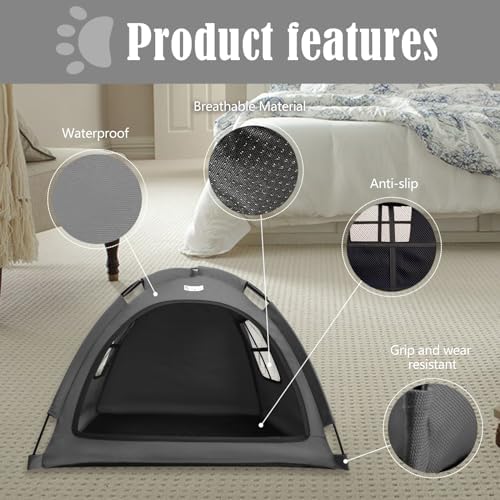 Cat and Dog Outdoor Waterproof Tent House - Indoor/Outdoor Cave Nest Bed for Small Dogs, Cats, Bunnies - Washable (Gray, Small) - Pet Explorer