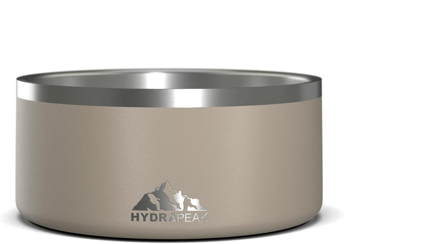 Hydrapeak Dog Bowl; Non Slip Stainless Steel; Water and Food Dish; Large Sized and Small Dogs; 32oz 64oz; Multiple Sizes | 8 Cup | Stone - Pet Explorer
