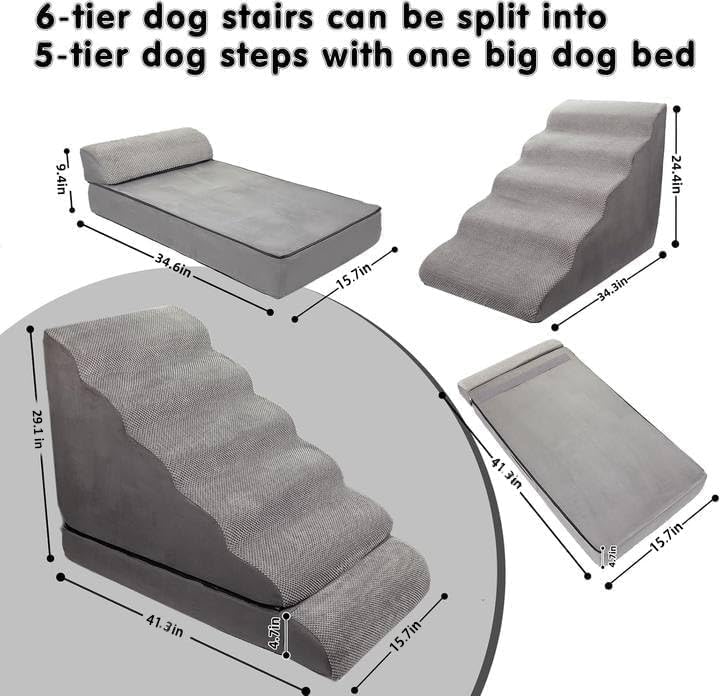 Soft Dog Stairs & Steps for High Beds 28 Inches High Tall, LitaiL Pet Stairs/Steps for High Beds for Small Large Dogs, Non-Slip Dog Ramps for Bed, for Older Cats - Pet Explorer