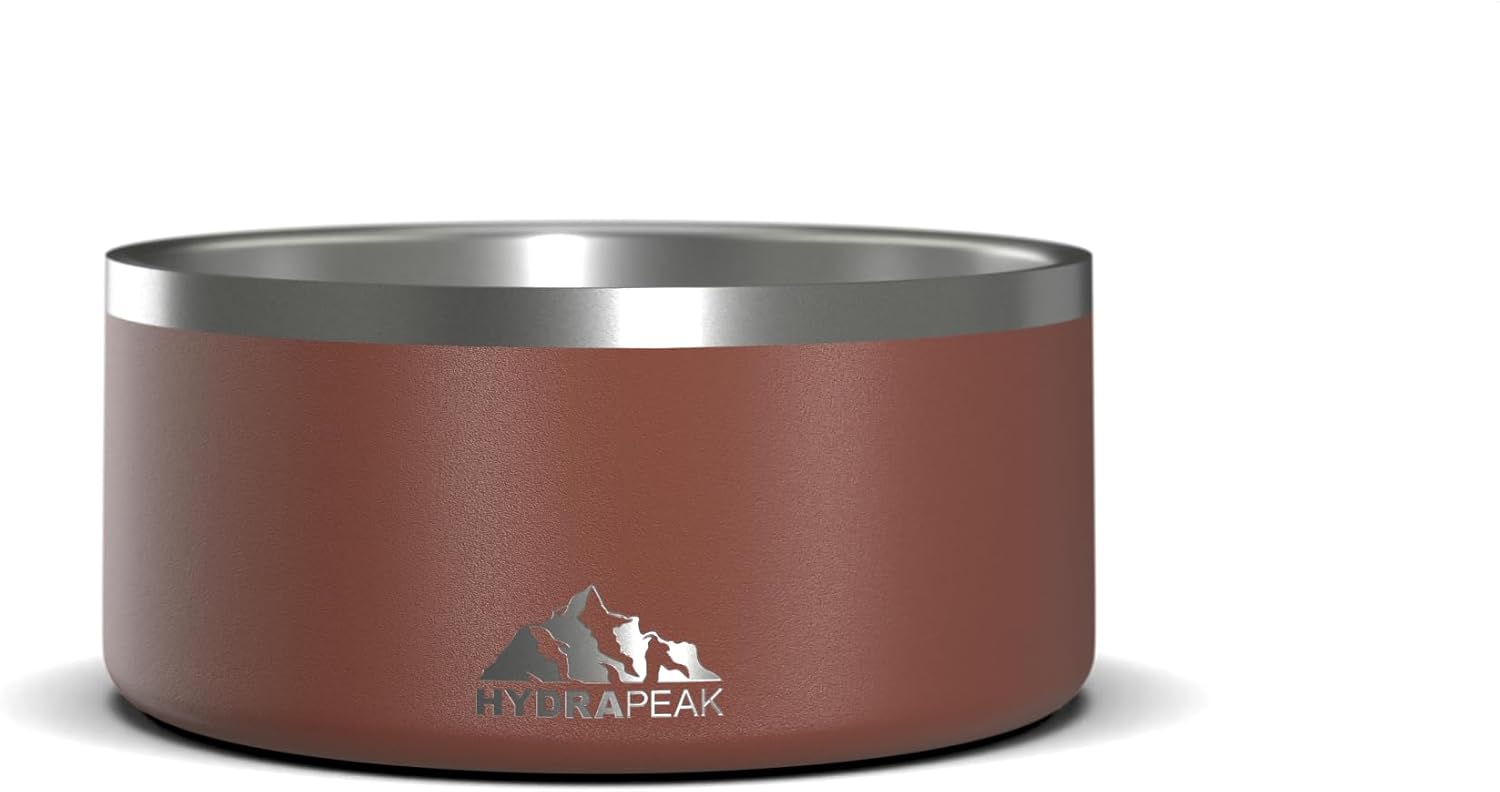 Hydrapeak Dog Bowl; Non Slip Stainless Steel; Water and Food Dish; Large Sized and Small Dogs; 32oz 64oz; Multiple Sizes | 8 Cup | Gingerbread - Pet Explorer