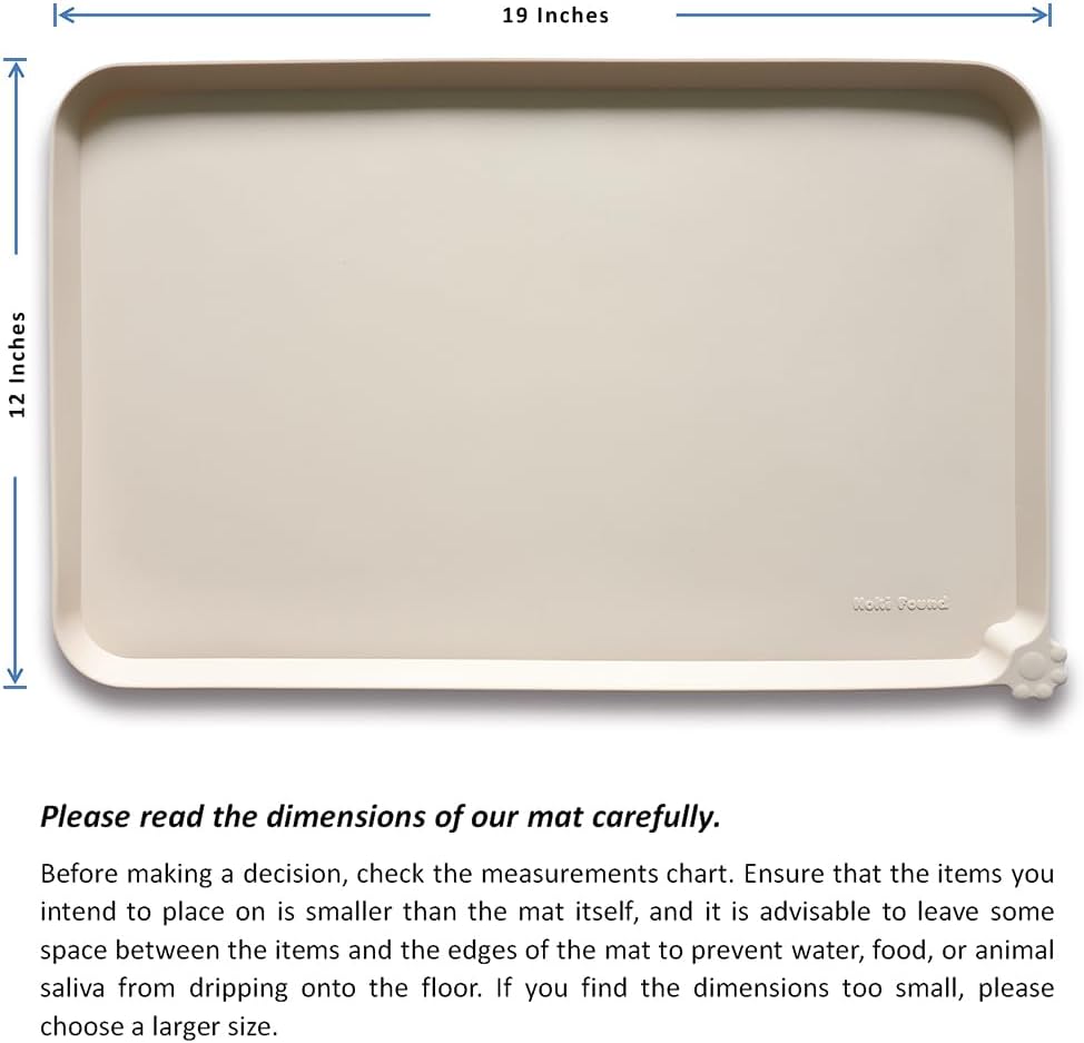 Hoki Found Silicone Pet Food Mats Tray - High-Lips Pet Dog Cat Bowl Mats - Dog Pet Cat Feeding Mat - Waterproof Dog Cat Food Mats -Pet Water Mats for Floors - Papayawhip - Pet Explorer