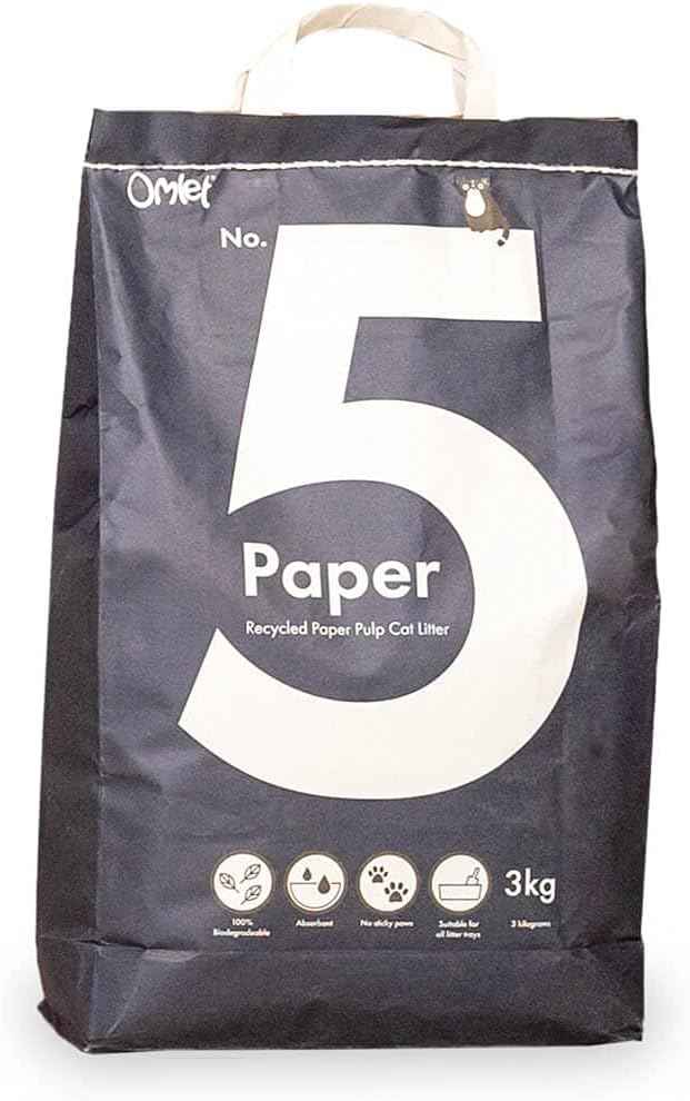 Omlet Premium Paper Cat Litter | Non-Clumping & Perfect for Kittens | Biodegradable and Lightweight Cat Litter Option | Excellent Odour Control and High Absorbency | No. 5 - Paper - 7 lbs. 11 oz.