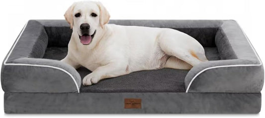 Comfort Expression Dog Beds for Extra Large Dogs, Waterproof Orthopedic Dog Bed Jumbo Breed, PV Washable Dogs Sofa with Removable Cover & Non-Slip Bottom(Dark Grey) - Pet Explorer