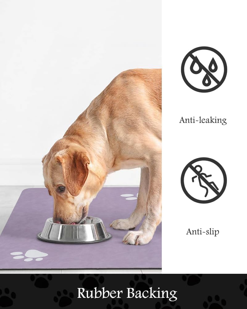 Pet Feeding Mat-Absorbent Dog Mat for Food and Water Bowl-No Stains Quick Dry Water Dispenser Mat-Dog Accessories Pet Supplies-Bowl for Messy Drinkers（Purple,23"x34" - Pet Explorer